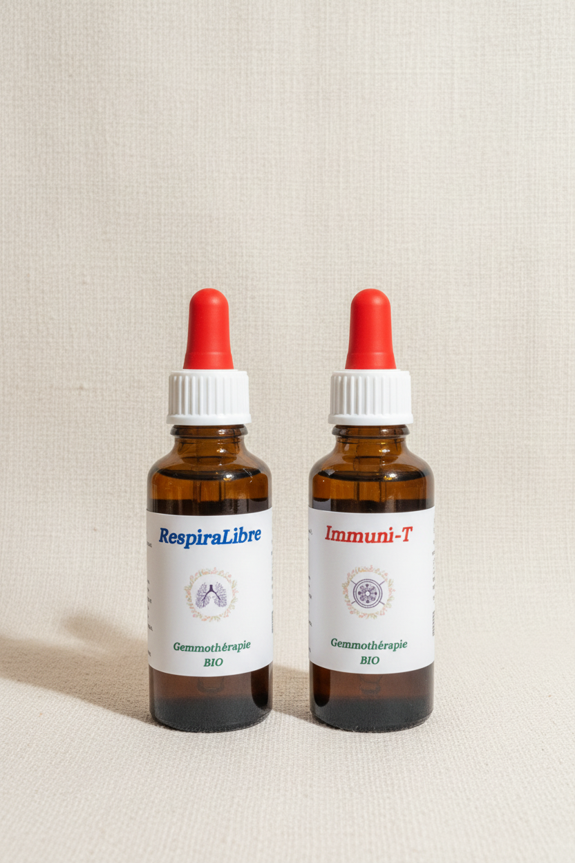 Pack Respiration & Immunité gemmothérapie bio – 2 flacons 30ml macérat de bourgeons artisanal Cévennes
