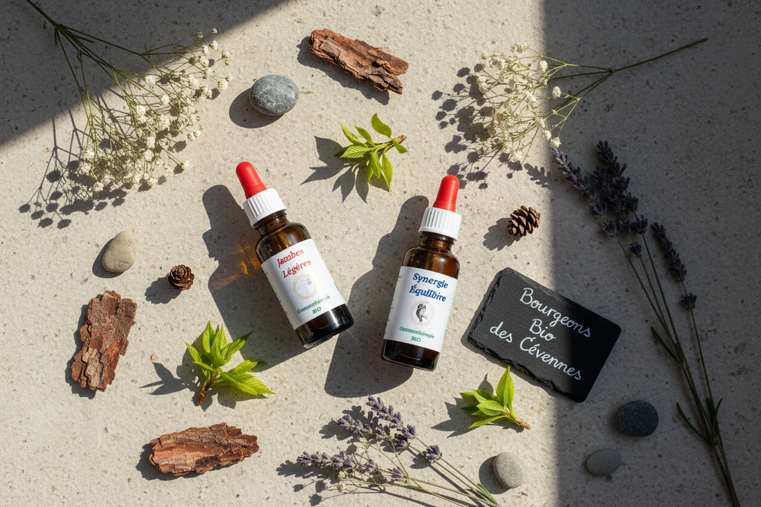 Guide synergies gemmothérapie : choisir le bon macérat de bourgeons bio selon vos besoins