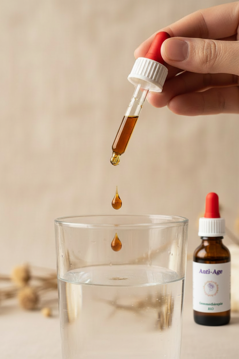 Comment utiliser la gemmothérapie Anti-Age – Posologie gouttes macérat de bourgeons
