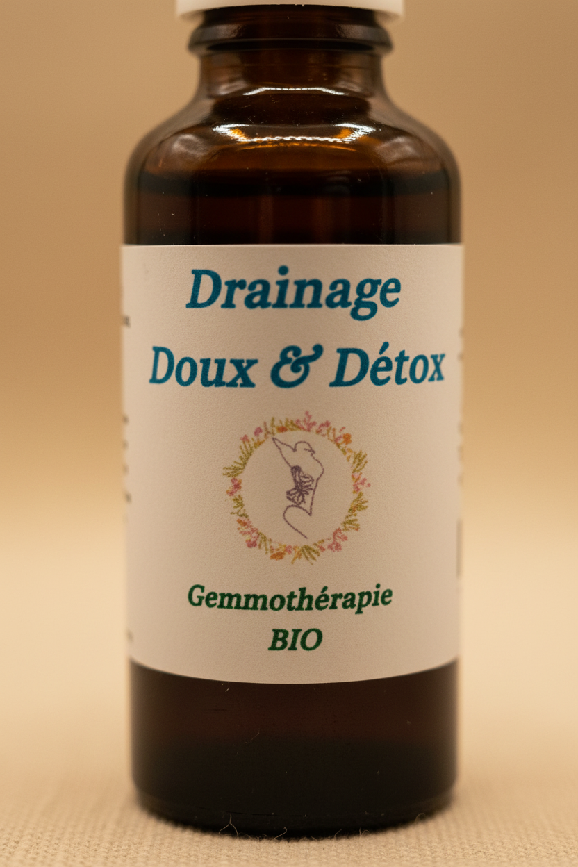 Détail étiquette artisanale gemmothérapie Peau Parfaite bio – Macérat de bourgeons certifié
