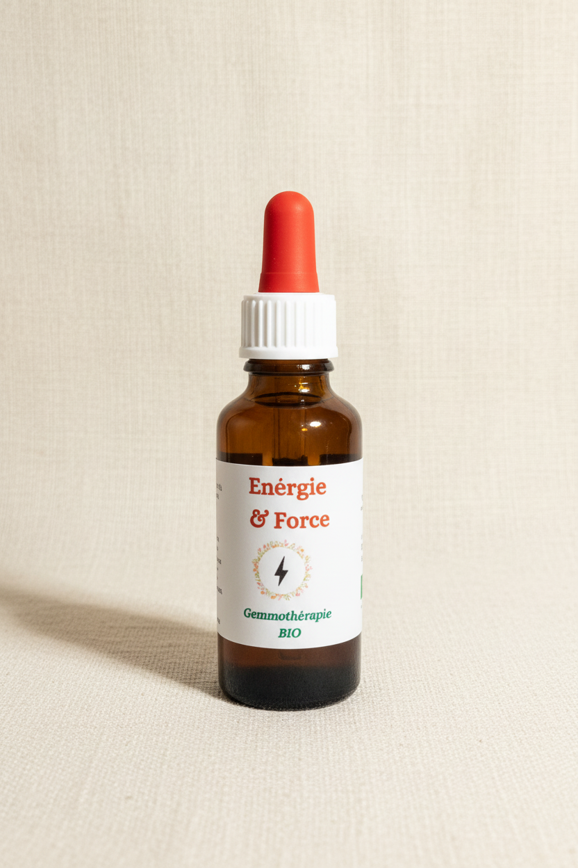 Energie & Force gemmothérapie bio – Flacon 30ml macérat de bourgeons artisanal Cévennes

