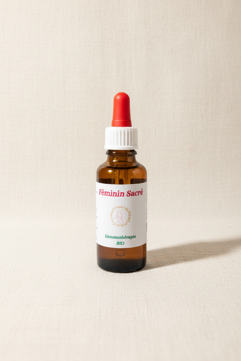 Féminin Sacré gemmothérapie bio – Flacon 30ml macérat de bourgeons artisanal Cévennes
