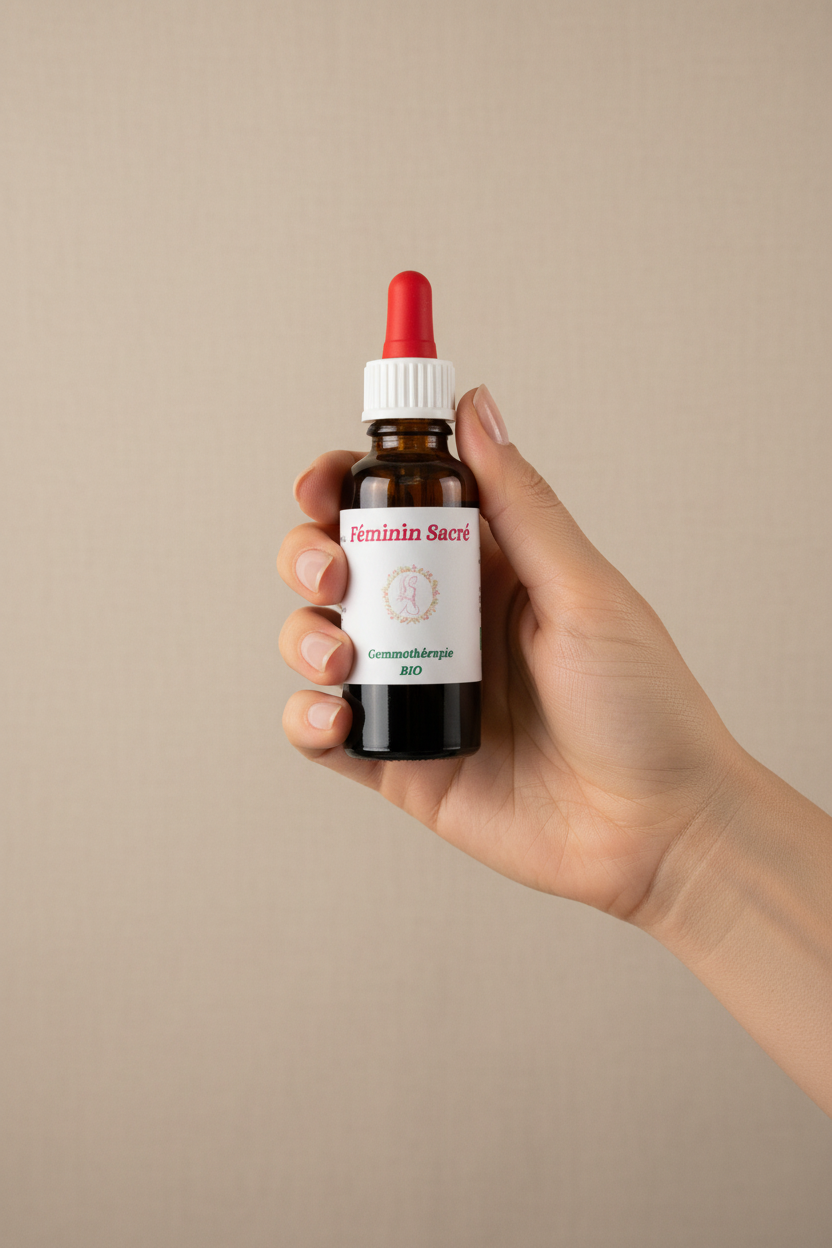 Flacon 30ml gemmothérapie Féminin Sacré – Format et contenance réelle
