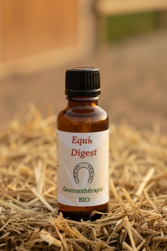 Equi-Digest fiole zoomée sur botte de paille