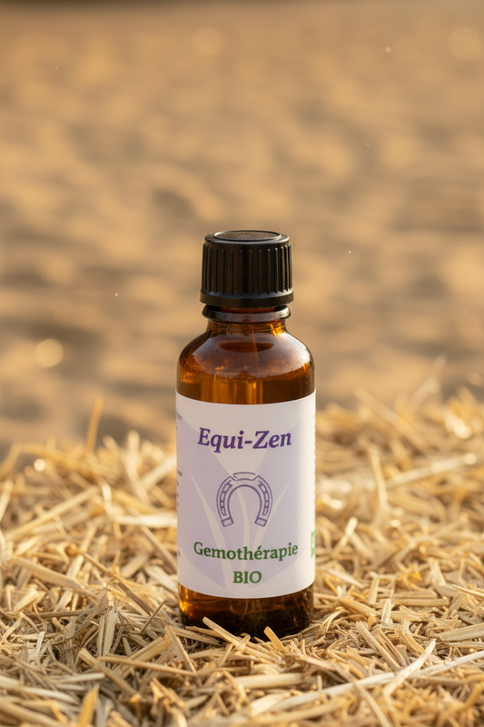 Equi-Zen fiole zoomée sur botte de paille