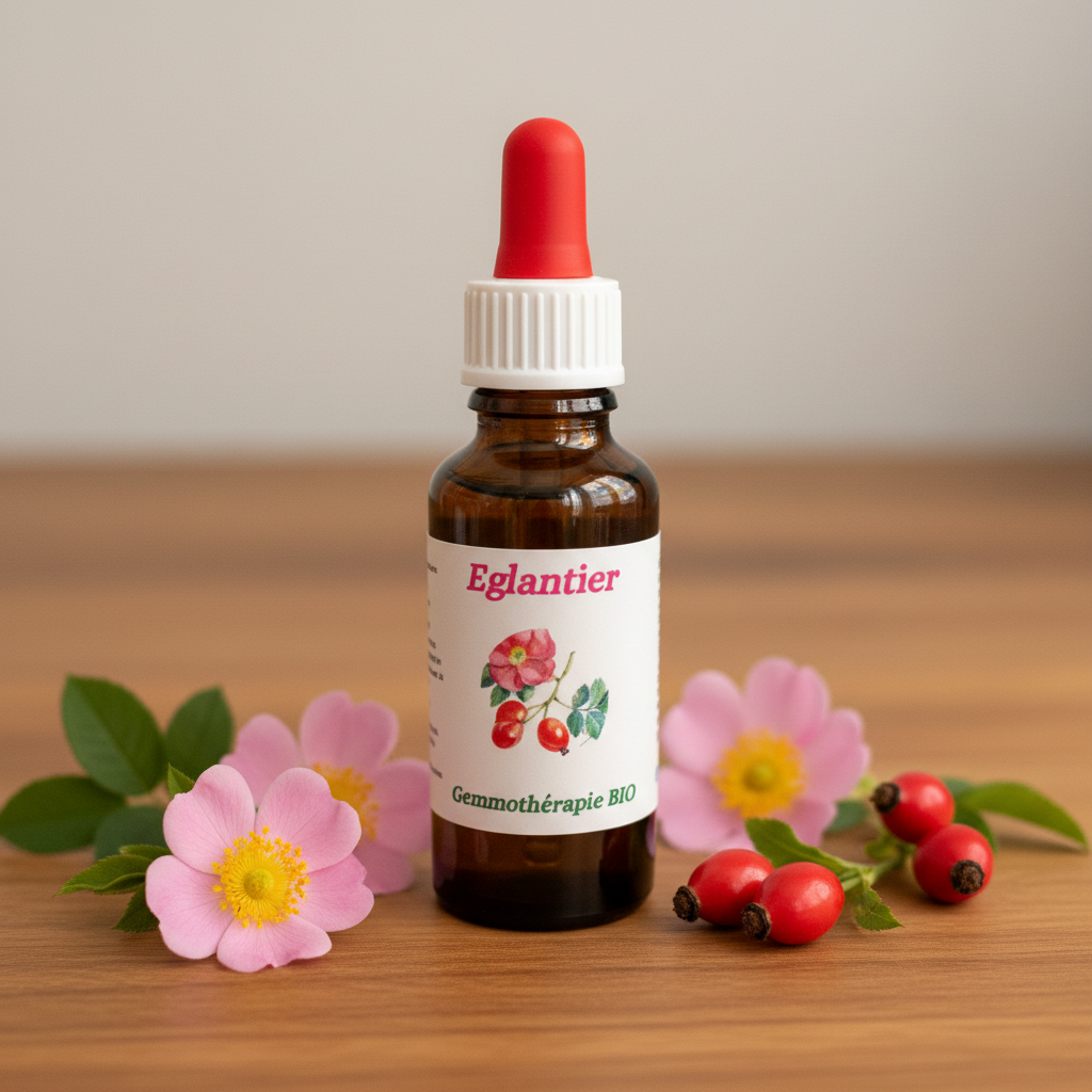 Mise en scène Églantier Gemmothérapie BIO 30ml — fleurs roses et cynorrhodons