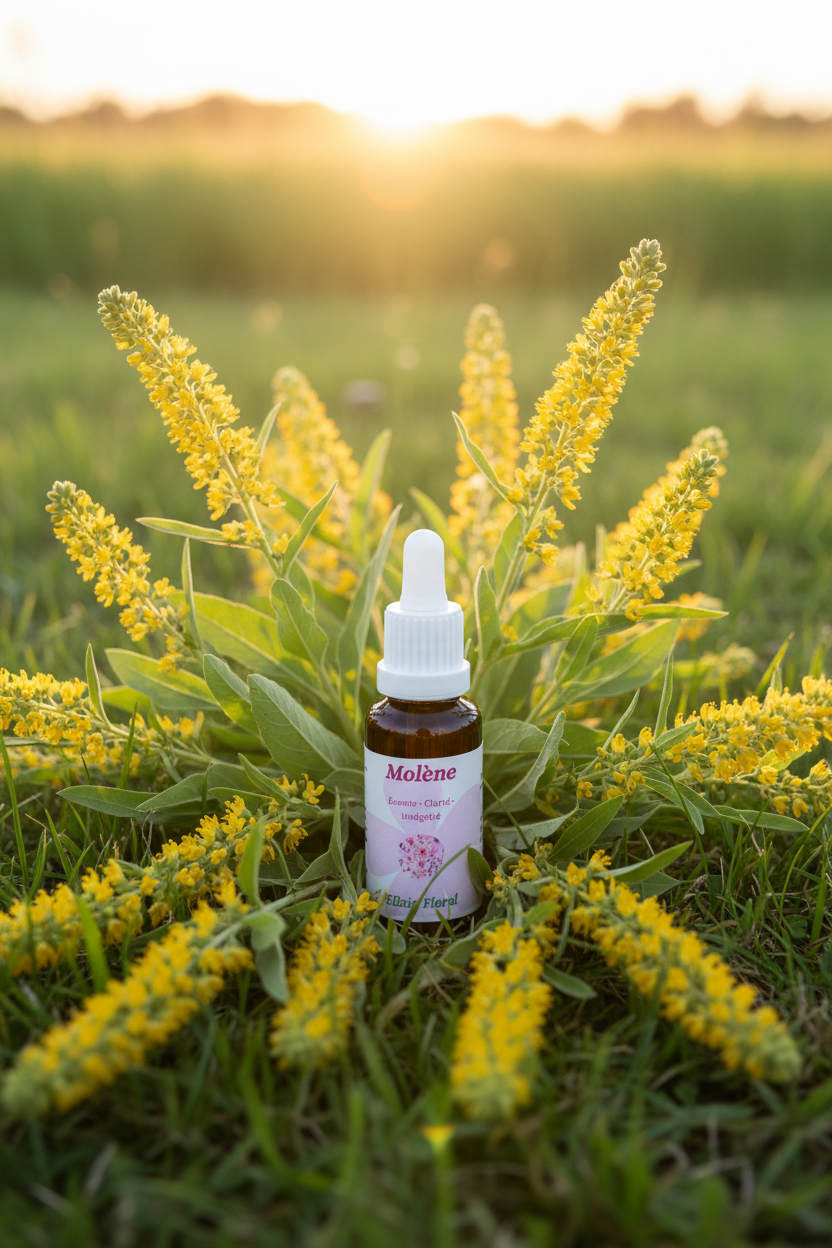 Élixir Floral de Molène – fiole seule dans la prairie