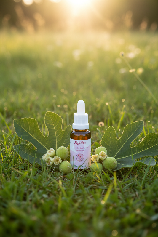 Élixir Floral de Figuier – fiole seule dans la prairie