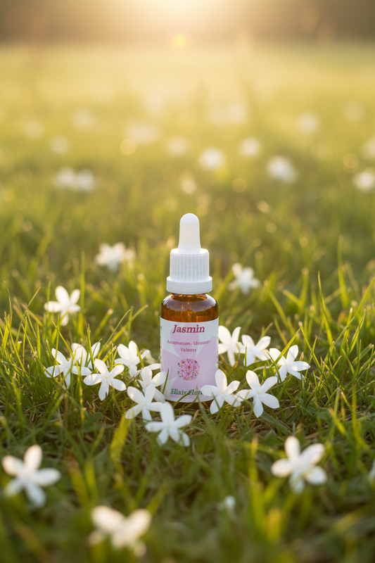 Élixir Floral de Jasmin – fiole seule dans la prairie