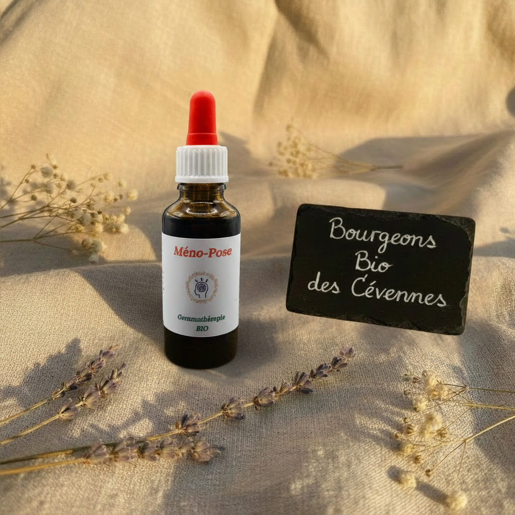 Gemmothérapie artisanale bio Méno-Pose dans son univers naturel Cévennes – Arom'Elia
