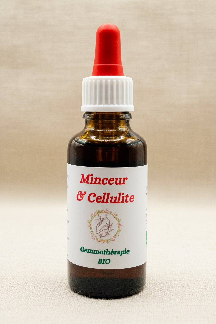 Minceur & Cellulite gemmothérapie bio – Flacon 30ml macérat de bourgeons artisanal Cévennes
