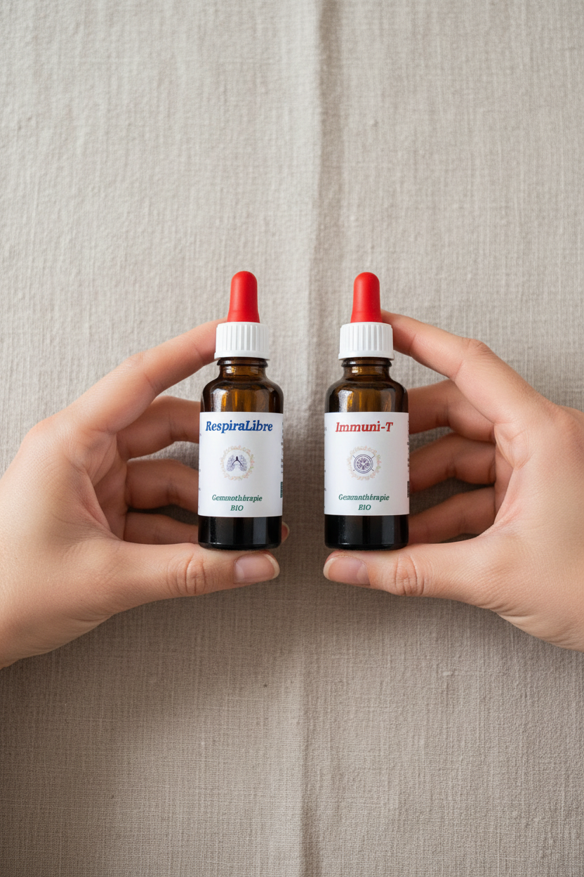 Pack 2×30ml gemmothérapie Respiration & Immunité – Format et contenance réelle
