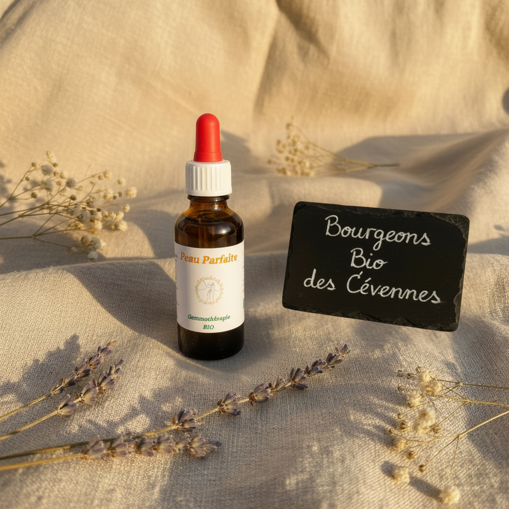 Gemmothérapie artisanale bio Immuni-T dans son univers naturel Cévennes – Arom'Elia
