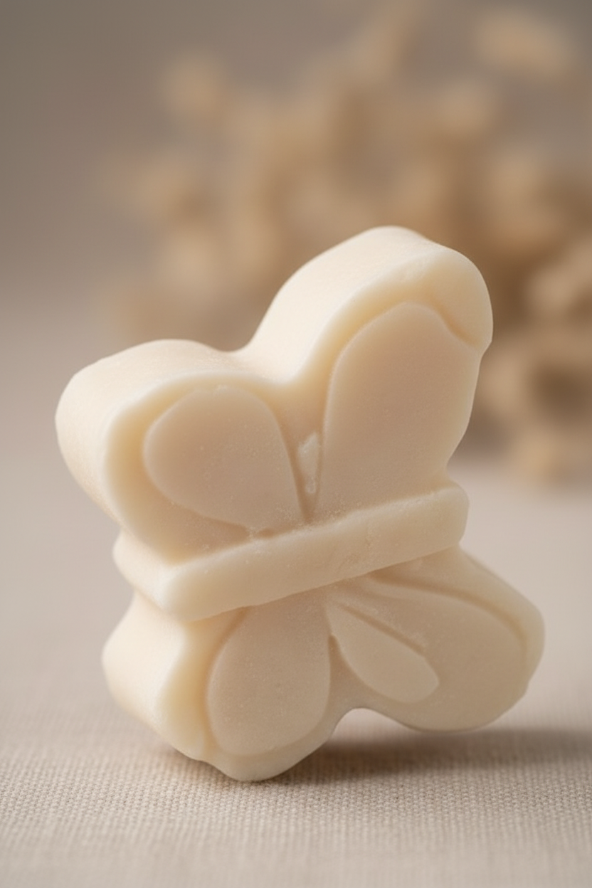 Détail savon de soie papillon artisanal – Texture douce et forme délicate Cévennes
