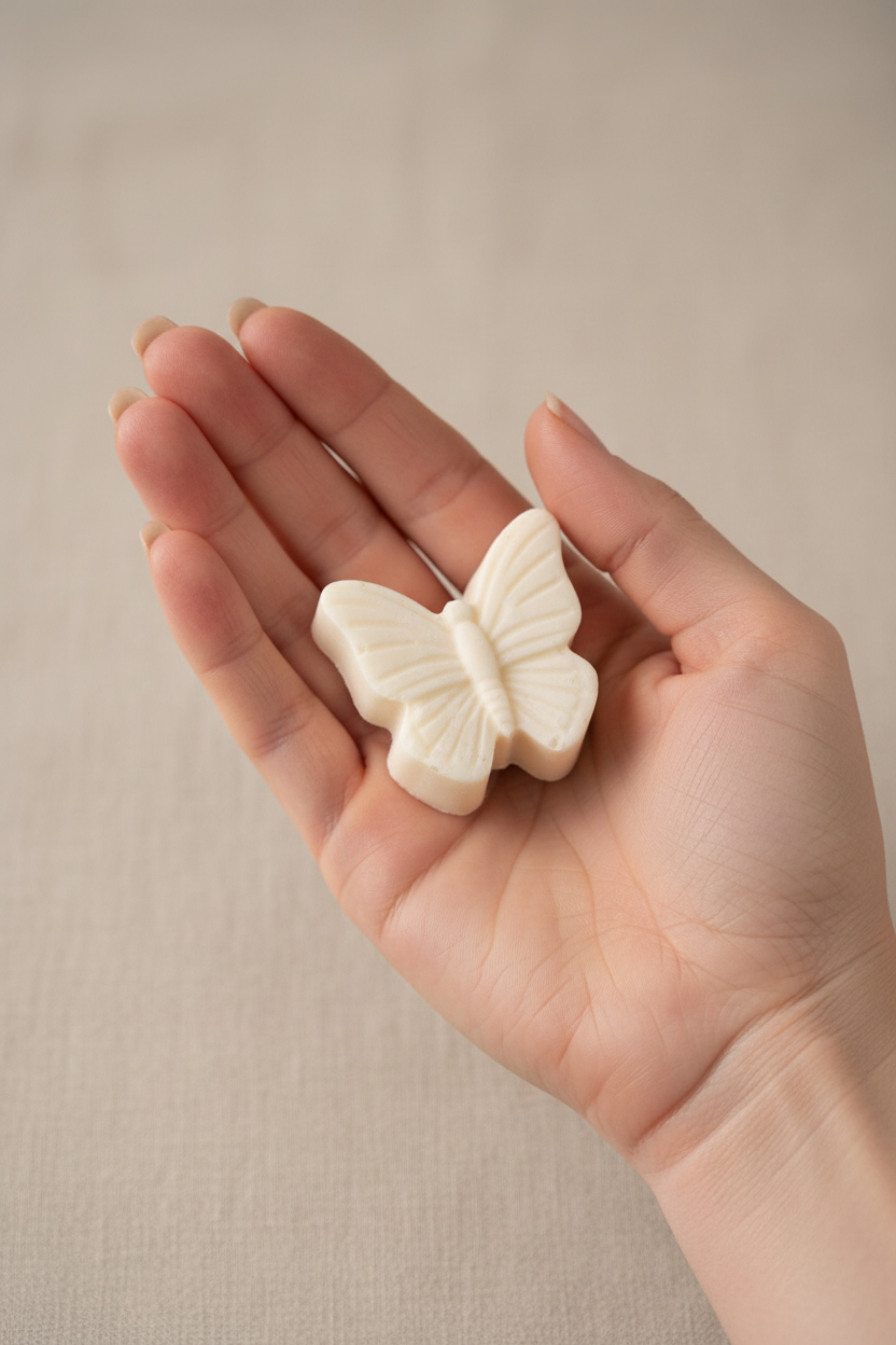Savon de soie papillon 10 g – Format et taille réelle artisanal Cévennes
