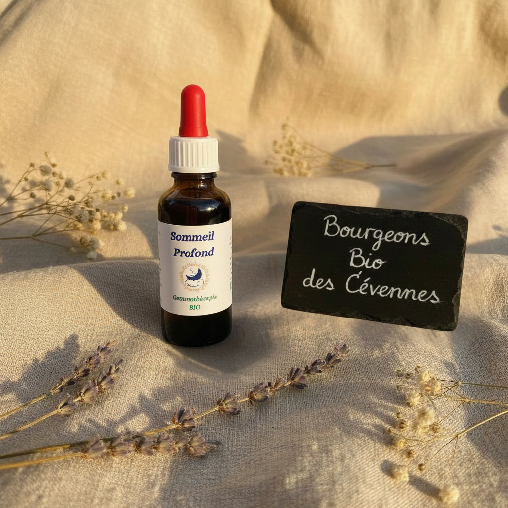 Gemmothérapie artisanale bio Sommeil Profond dans son univers naturel Cévennes – Arbor'Elia
